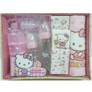 【美國媽咪】正版授權 凱蒂貓 Hello Kitty 嬰兒用品彌月禮盒 新生兒 禮盒組 附提袋 台灣製造 玻璃奶瓶