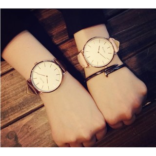 【T3】韓國 經典大錶面 蛋殼白 手錶 情侶錶 對錶 生日禮物 皮帶 大錶盤 手錶 對錶 男錶 女錶【H79】