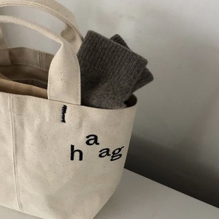 ʜᴀʀᴜᴅᴀɪʟʏ🌙 現貨｜Haag logo a picnic bag 帆布包 小提包 (1)