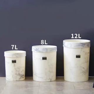 垃圾筒仿大理石家用無蓋垃圾桶簡約時尚北歐客廳臥室辦公室衛生間垃圾筒