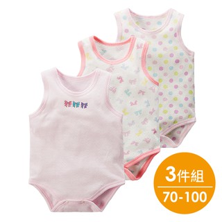 DL春夏無袖網眼包屁衣3件組 連身衣 嬰兒服(70-100cm) 【GE0025】