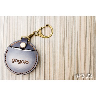 Gogoro鑰匙皮套 牛頭層 植鞣革 手工染製 鐵灰藍 (1)