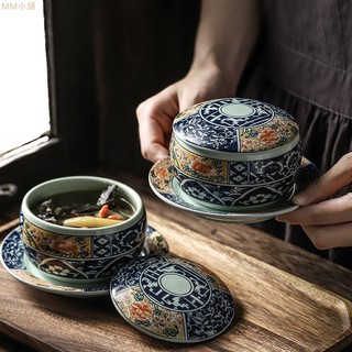 日式創意陶瓷燉盅隔水燉帶蓋燉燕窩盅蒸蛋盅家用燉湯小湯盅蒸盅